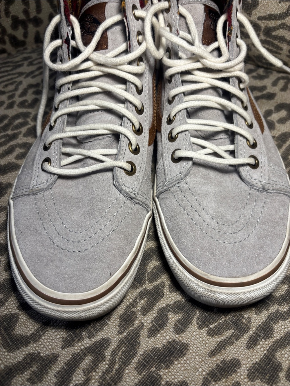 Vans sk8 MTE Scotchbrite light grey suede high top sneaker Aztec fabric accent - Picture 6 of 14